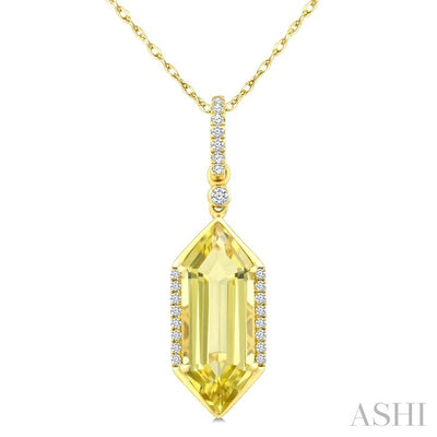 Evoque Gemstone Hexagon Shape & Diamond Pendant