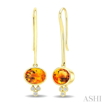 Bezel Gemstone & Diamond Fashion Earrings