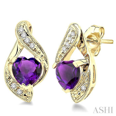 Heart Shape Gemstone & Diamond Earrings