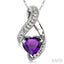 Heart Shape Gemstone & Diamond Pendant