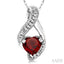 Heart Shape Gemstone & Diamond Pendant