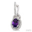 Oval Shape Gemstone & Halo Diamond Earrings