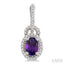 Oval Shape Gemstone & Halo Diamond Earrings