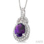 Oval Shape Gemstone & Halo Diamond Pendant