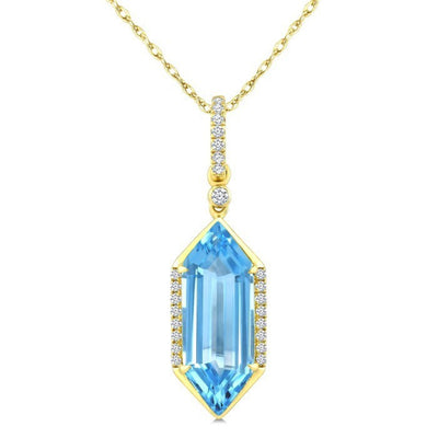 Blue Topaz & Diamond Pendant