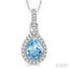 Pear Shape Gemstone & Halo Diamond Pendant