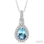 Pear Shape Gemstone & Halo Diamond Pendant