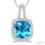 Cushion Shape Gemstone & Halo Diamond Pendant