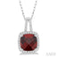 Cushion Shape Gemstone & Halo Diamond Pendant