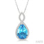 Pear Shape Gemstone & Halo Diamond Pendant