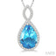 Pear Shape Gemstone & Halo Diamond Pendant