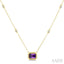 Emerald Shape Gemstone & Halo Diamond Station Necklace