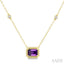 Emerald Shape Gemstone & Halo Diamond Station Necklace