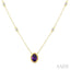 Bead Bijoux Oval Shape Gemstone & Halo Diamond Station Necklace