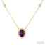 Oval Shape Gemstone & Halo Diamond Station Necklace