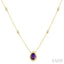Pear Shape Gemstone & Halo Diamond Station Necklace