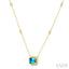 Emerald Shape Gemstone & Halo Diamond Station Necklace