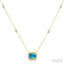 Emerald Shape Gemstone & Halo Diamond Station Necklace