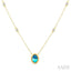 Bead Bijoux Oval Shape Gemstone & Halo Diamond Station Necklace