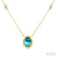 Oval Shape Gemstone & Halo Diamond Station Necklace