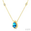Pear Shape Gemstone & Halo Diamond Station Necklace