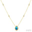 Pear Shape Gemstone & Halo Diamond Station Necklace