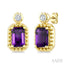 Bead Bijoux Emerald Shape Gemstone & Diamond Earrings