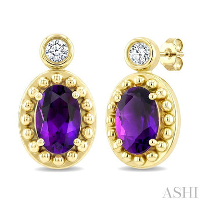Bead Bijoux Oval Shape Gemstone & Diamond Earrings