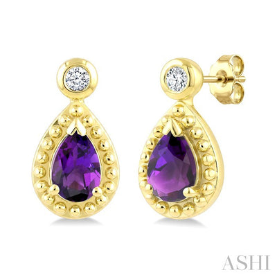 Pear Shape Gemstone & Diamond Earrings