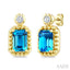 Bead Bijoux Emerald Shape Gemstone & Diamond Earrings