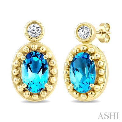 Bead Bijoux Oval Shape Gemstone & Diamond Earrings