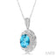 Oval Shape Gemstone & Halo Diamond Pendant