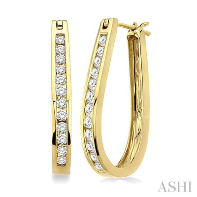 Channel Set Diamond Hoop Earrings