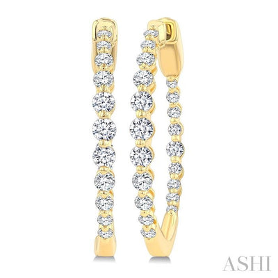 Inside-Out Graduated Diamond  Fashion Hoop Earrings
