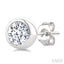 Round Shape Bezel Set Diamond Stud Earrings