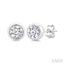 Round Shape Bezel Set Diamond Stud Earrings