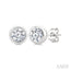 Round Shape Bezel Set Diamond Stud Earrings