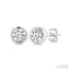 Round Shape Bezel Set Diamond Stud Earrings