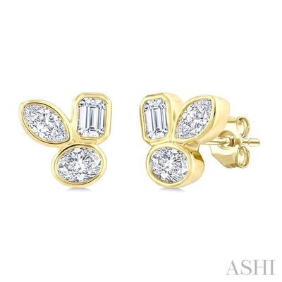 Mixed Shape Bezel Diamond Fashion Earrings