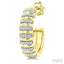 Ribbed Diamond Half Hoop Earrings