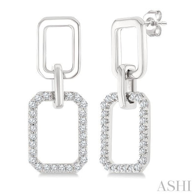 Rectangular Shape Interlock Diamond Fashion Earrings