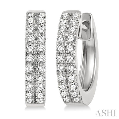 Two Row Petite Diamond Huggie Fashion Earrings