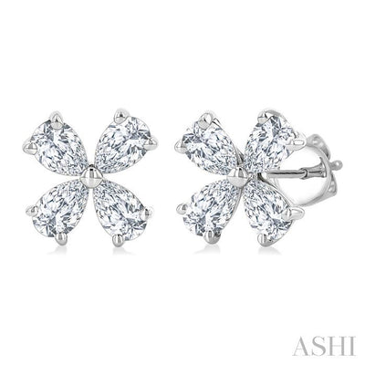 Floral Diamond Stud Earrings