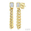 Emerald Shape Curb Bezel Diamond Fashion Earrings