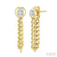 Oval Shape Curb Bezel Diamond Fashion Earrings
