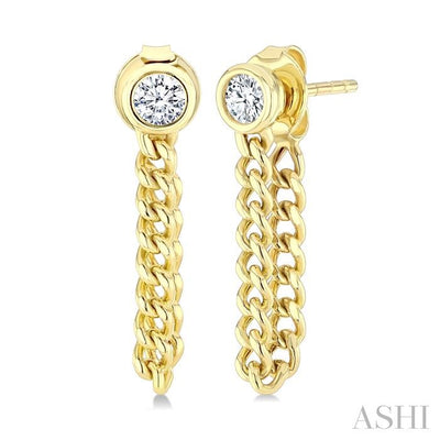 Round Shape Curb Bezel Diamond Fashion Earrings