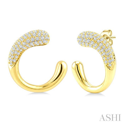 Bold Hollow Diamond Fashion Half Hoop Earrings