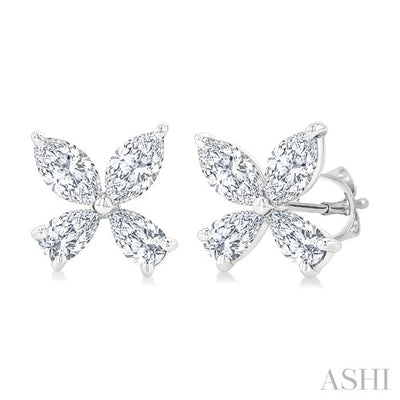 Floral Diamond Stud Earrings