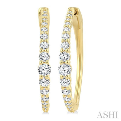 Graduated Riviera Diamond Hoop Earrings