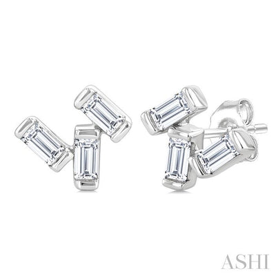 Scatter Baguette Petite Diamond Fashion Earrings